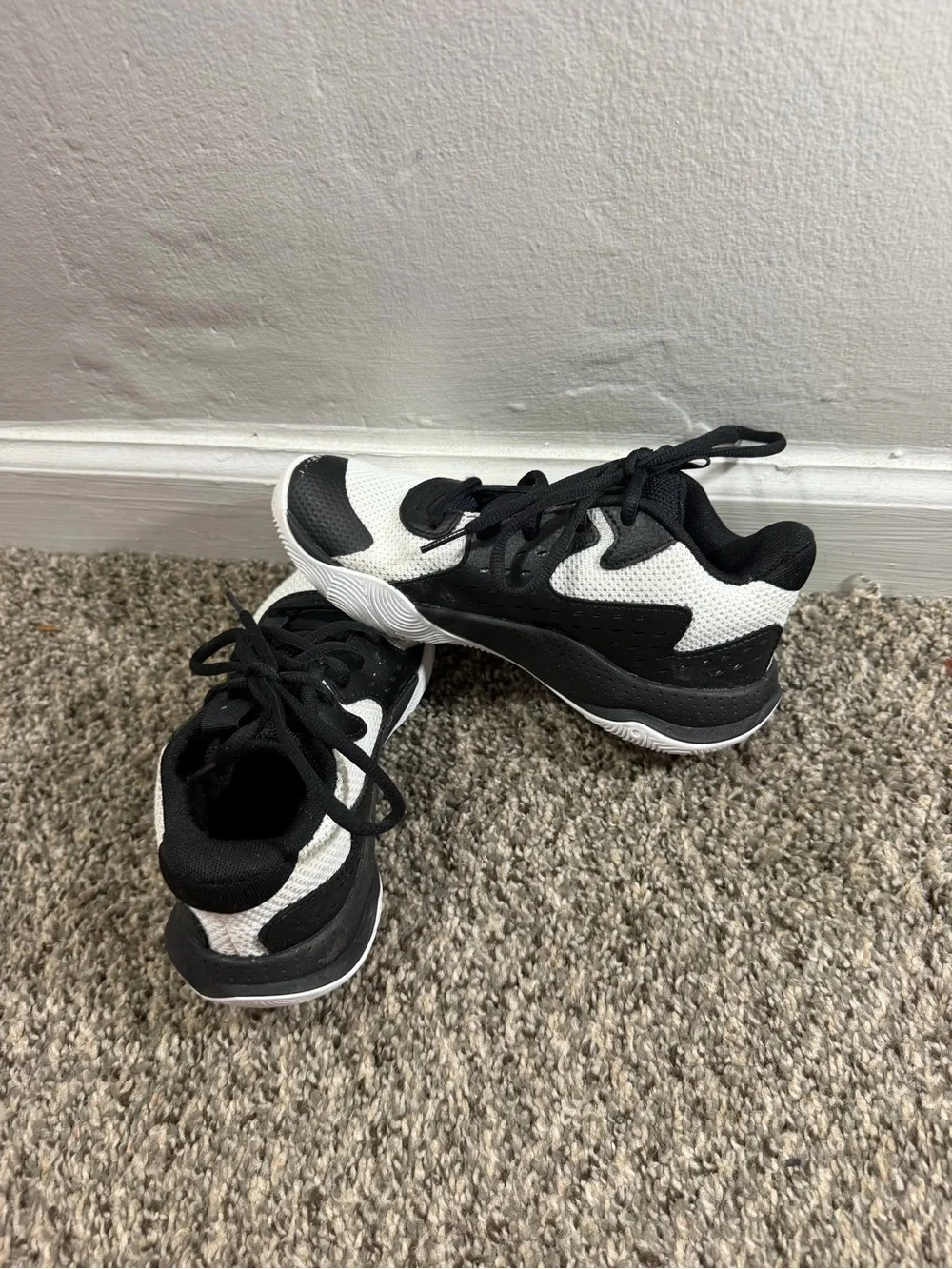 Under Armour Kids Black, White & Yellow Athletic Sneakers
